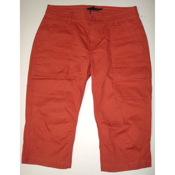 Womens 8 New NWT Orange Hike Shorts Pocket Long UPF 40 Trail Elle Prana Knicker - Picture 1 of 7